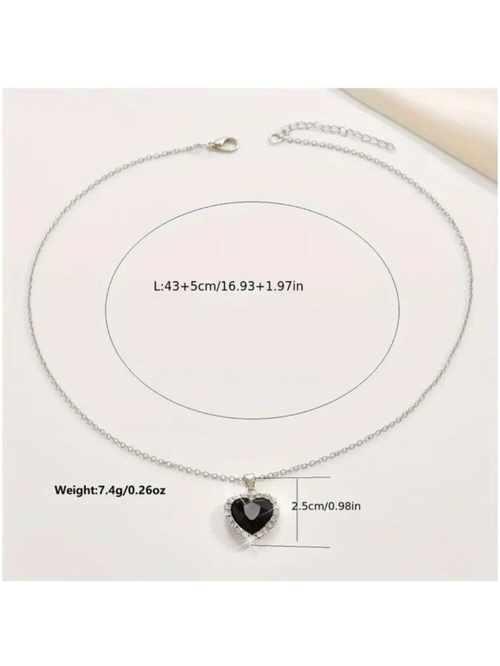Heart-Shaped Bright Blue Crystal Pendant Necklace With Rhinestones & Silver Tone - Picture 3 of 3